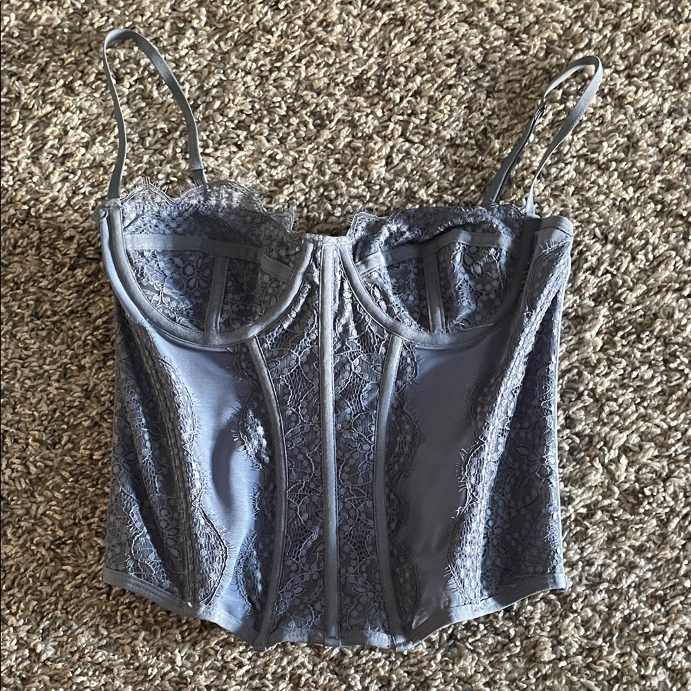 Blue Lace Bustier Top